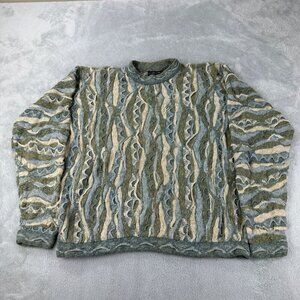 Vintage Coogi Australia Green Knit Sweater Men's Size Large Biggie Smalls